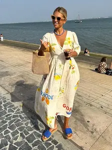 Karline printed linen midi dress