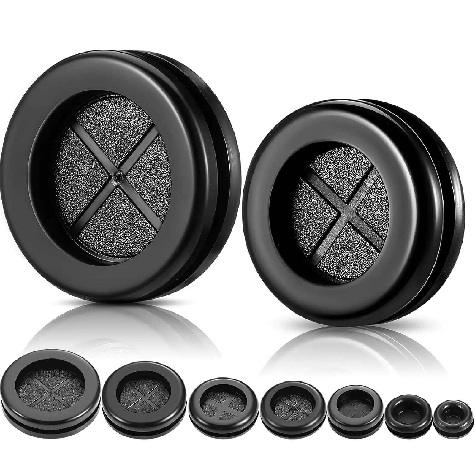52-Piece Rubber Grommet Kit - 7 Assorted Sizes Double-Sided Silicone Firewall Hole Plugs, Waterproof Cable Gaskets for Automotive Wiring Protection & Drain Hole Sealing