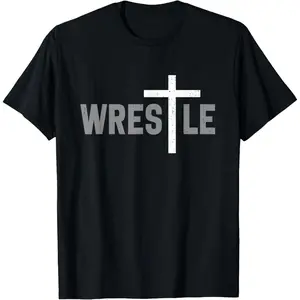 100% Cotton Wrestle Christian Wrestler Cross T-Shirt