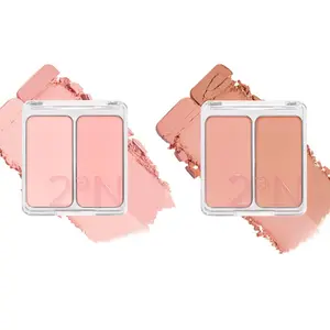 2aN Dual Cheek Color Face Blusher Duo Set (#2 Love, Rosy, 4.5g*2) Buildable & Blendable Cheek Color, Powder Blush, Korean Beauty