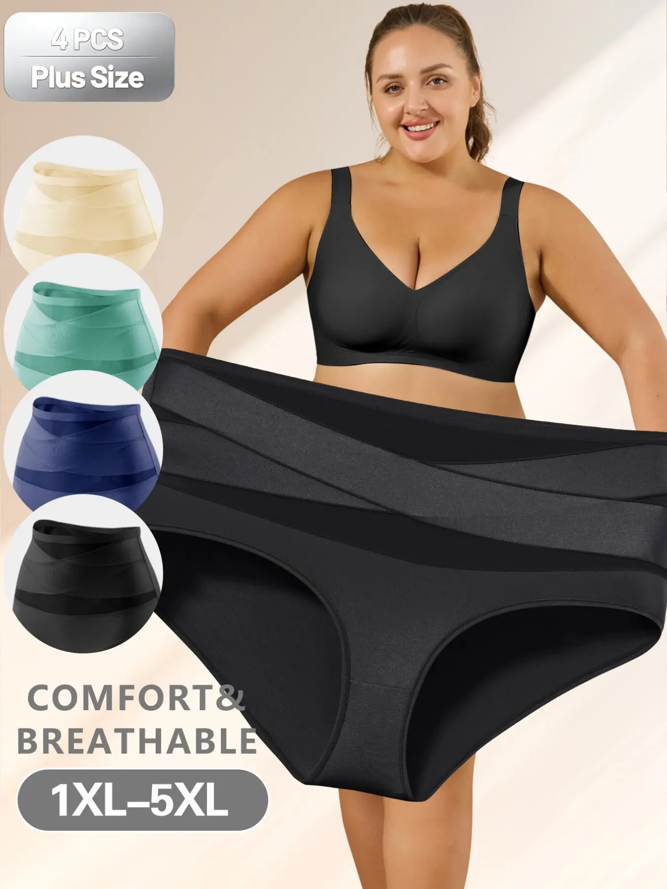 4/6Pcs High-Waisted Shapewear Briefs Panties for Women, Slim-Fitting Soft Underwear, Invisible for Office & Weddings, Body Curve Optimization