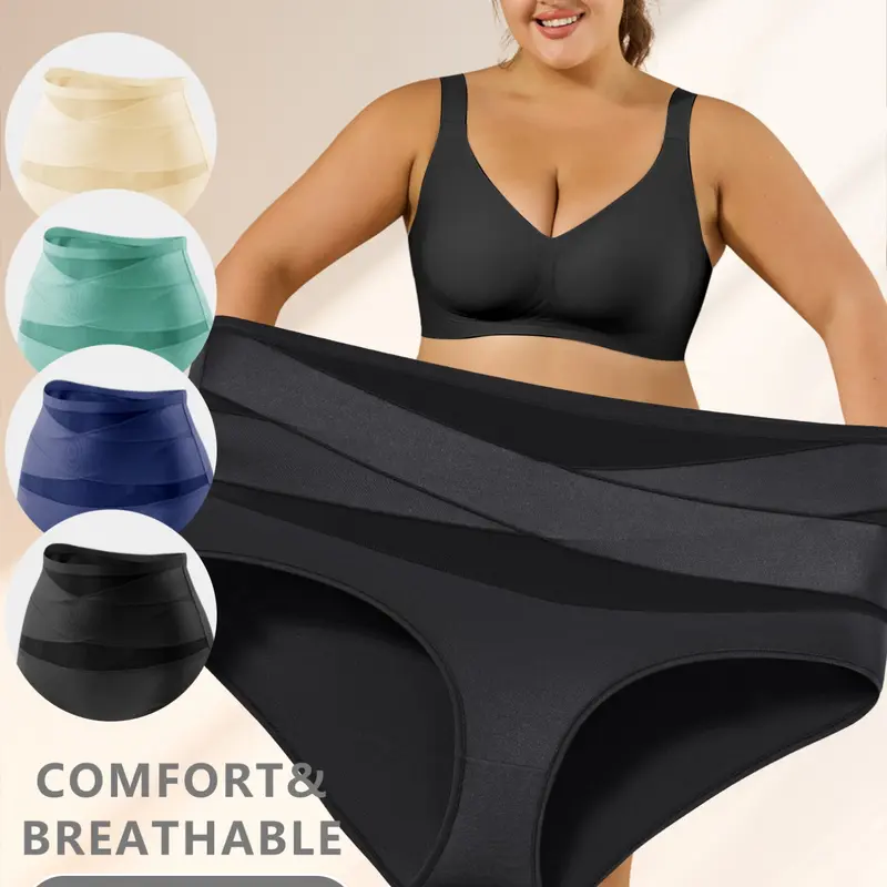 4/6pcs High-Waisted Shapewear Briefs Panties for Women, High Waist Underbriefs, Slim-Fitting Soft Underwear, Invisible for Office & Weddings, Optimizes Body Curve