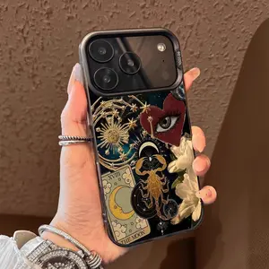 Retro Star Moon Flower Shockproof phone case, suitable for iPhone 17 Pro Max 17Air 11 12 13 14 15 16 Pro Max Plus protective case, affordable price, anti drop retro high-end Sitka