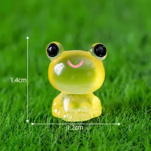 Resin Craft Frog Desktop Ornament, DIY Colorful Glow-In-The-Dark Aquarium Decor, Miniature Moss Scene for Fish Tank, Creative Home Decoration