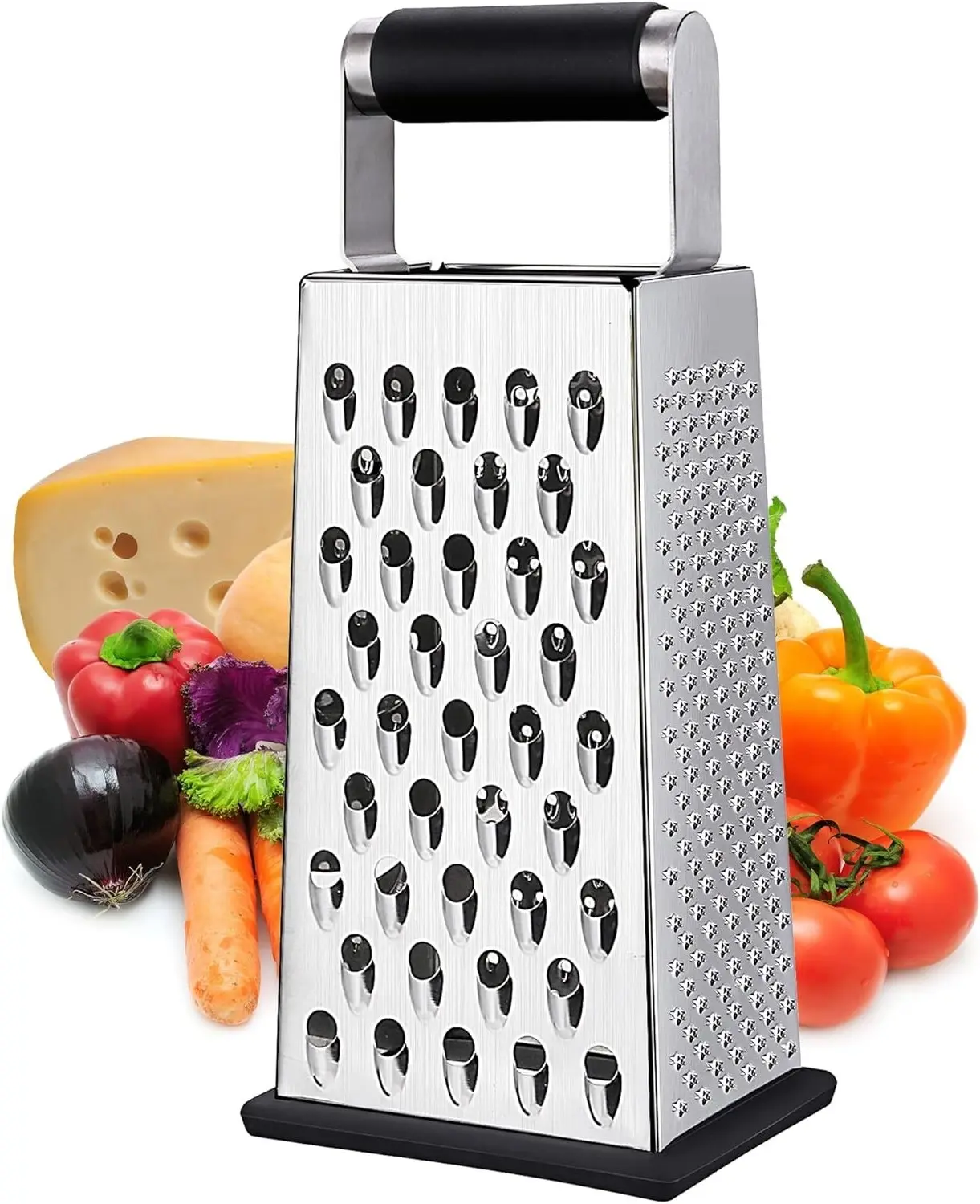 4-Sided Box Grater for Cheese, Vegetables & Fruits