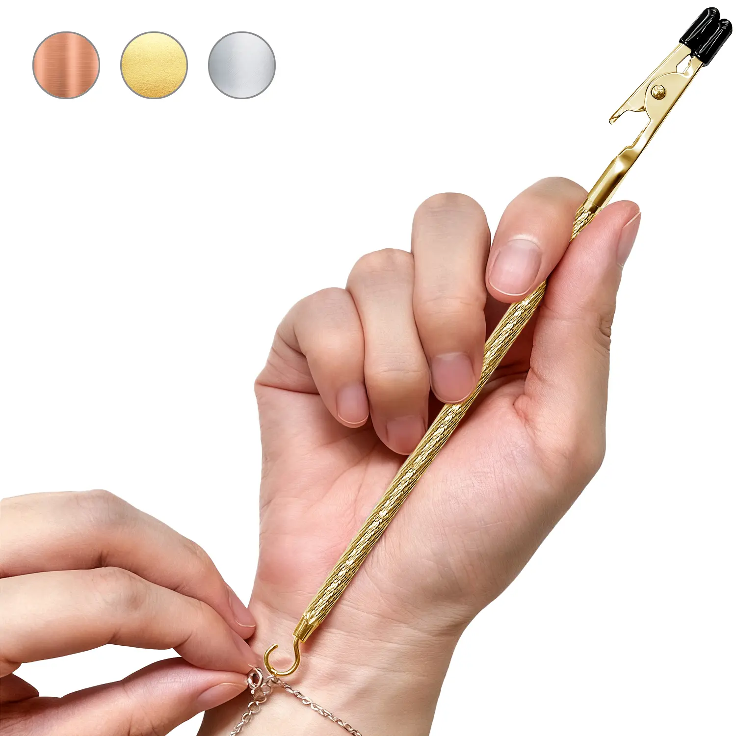 Bracelet Helper Tool for Self-Wearing Fastening Assistant Easy to Use Versatile for Various Bracelets, Portable, Made of Metal, Fastener Helper Tool for Bracelet, Necklace, Jewelry, Watch - Clip, Clasp Helper #SummerVibes