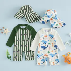 Meihuida 2Pcs Toddler Baby Boy Swimsuit Boys Rash Guard Long Sleeve  Bathing Suit Mallard Hunting Swimwear with Hat