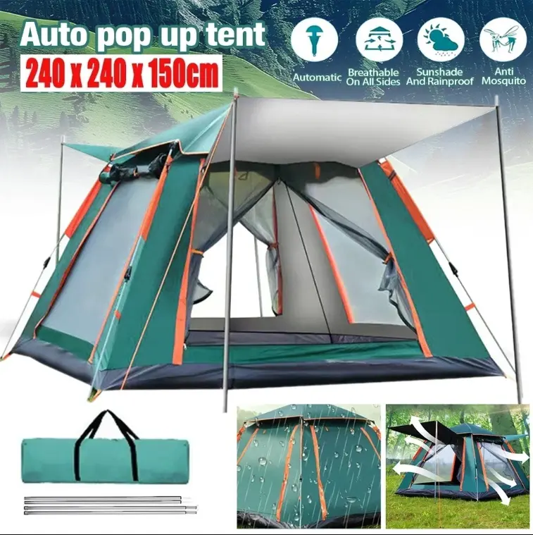 Portable 4-6 Person Automatic Camping Large Tent Hiking Instant Canopy Pop Up Tents Waterproof UV Proof Sunshade Tent