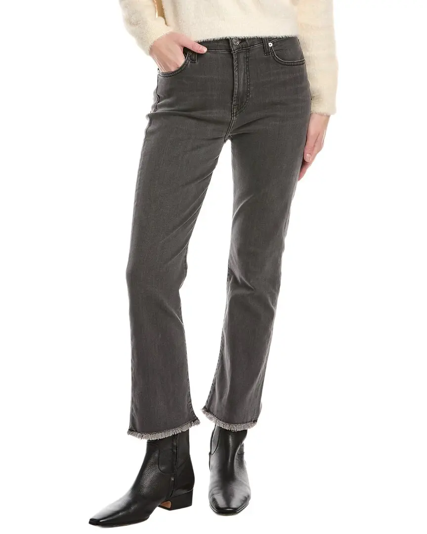 7 For All Mankind High-Rise Slim Kick Wash Black Ankle Crop Jean