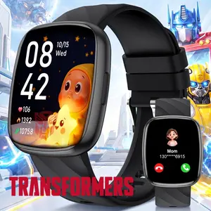 Transformers S60K Kids' Smartwatch 1.6-inch Fitness Tracker with Heart Rate Monitor Sleep Tracking IP68 Water Resistance 12/24-hour Format Educational Toys Birthday Gifts for Girls Ages 3-12 Wearable Adjustable Bluetooth Charging Smartphone Wristwatch