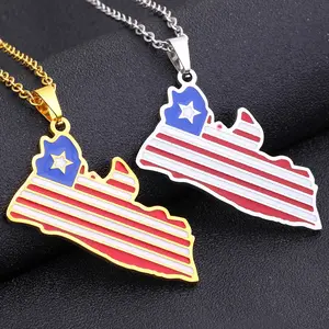 Liberia map necklace Unisex geometric titanium steel ethnic style necklace jewelry