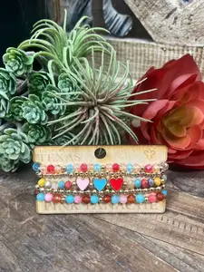 Love You More Heart Bracelet Stack