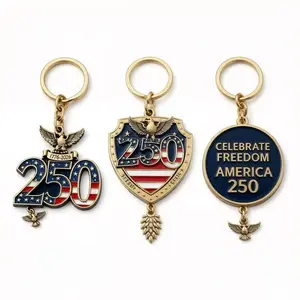 Celebrate Us 250th Anniversary Acrylic Keychain Pendant, Flat Design Holiday Memorial Decoration, Not 3D Effect, Perfect Gift