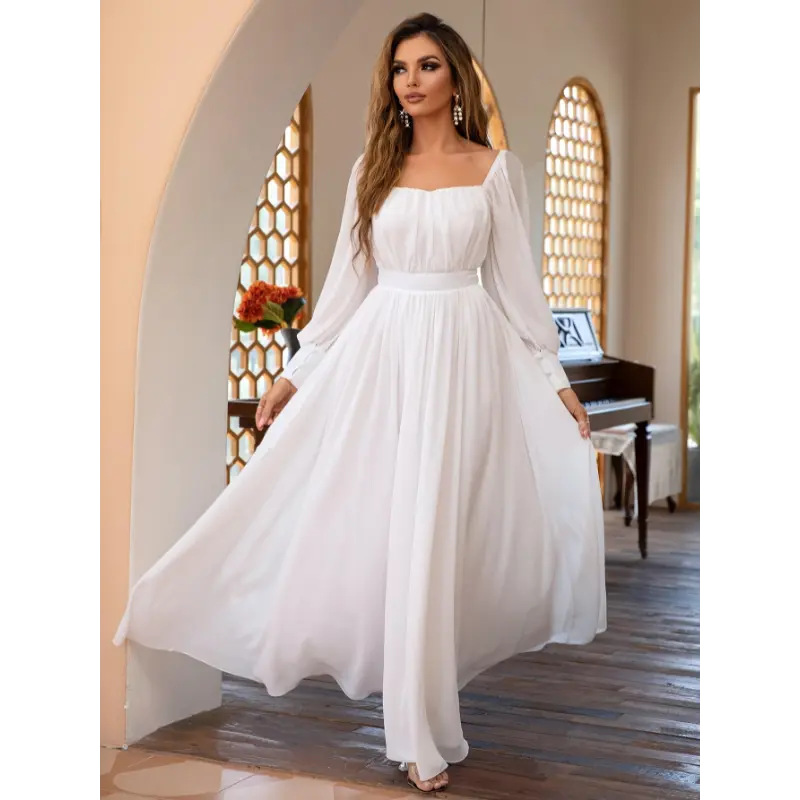 slim fit dress slacks Linen Off The Shoulder Maxi – Retrofete main image 0