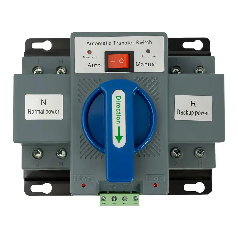 2P 63A ATS Dual Power Automatic Transfer Switch for Generator Changeover Switch 110V GCQ2-63/2 Industrial Switching Blue Resin Steel Wall Mount IP63