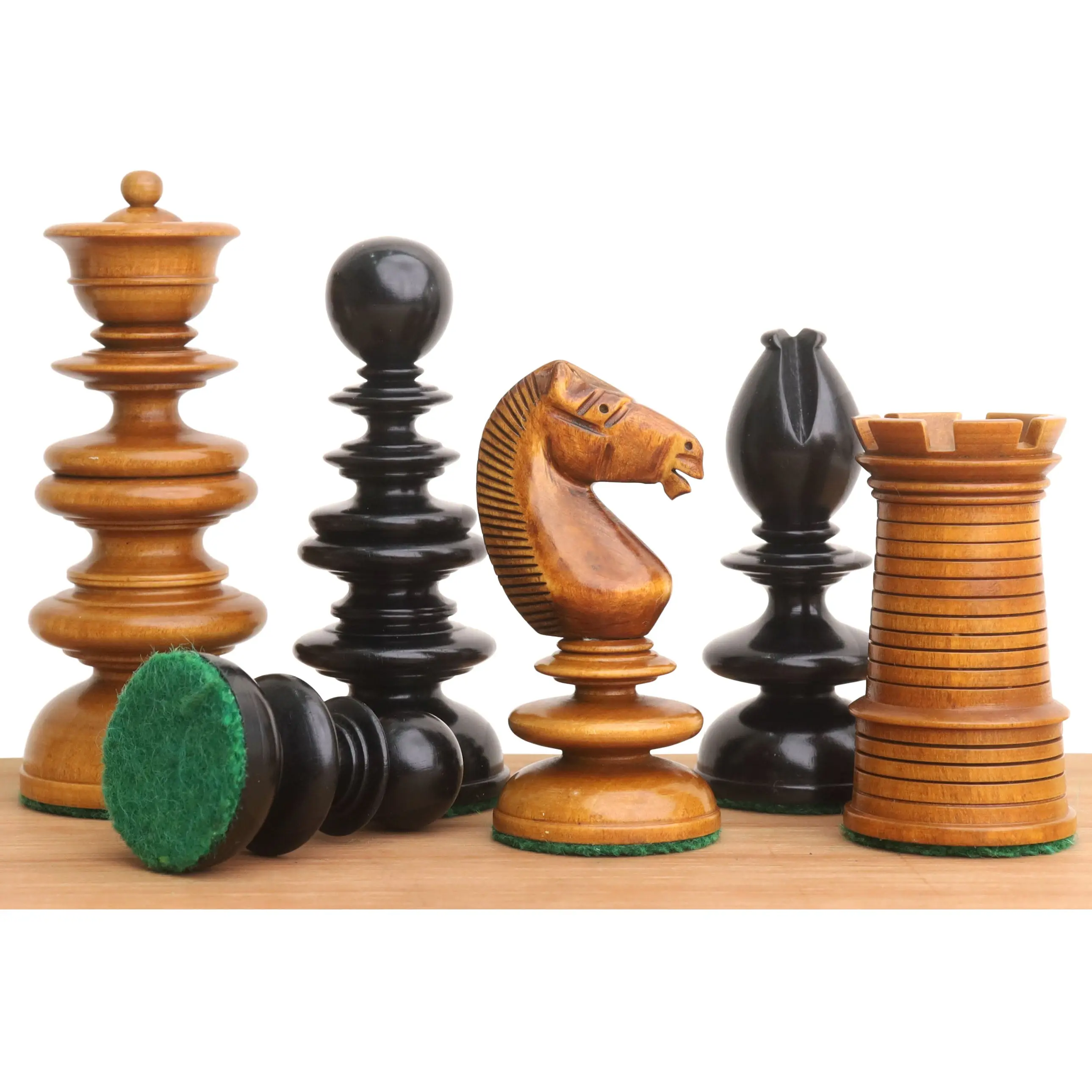 Slightly Imperfect 3.3" St. John Pre-Staunton Calvert Chess Set - Chess Pieces Only - Ebony Wood & Antique