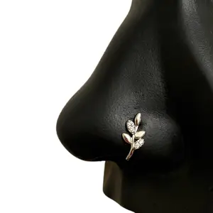 Statement Gold Silver Leaves Nose Cuff