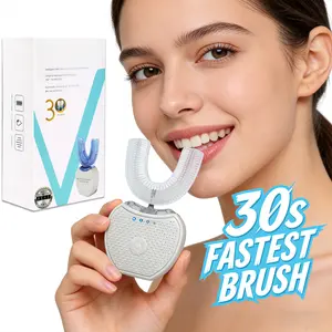 Smart U-Shaped Sonic Electric Toothbrush, 360° Automatic Full Mouth Cleaner with Blue Light, 3 Modes, Rechargeable & Portable