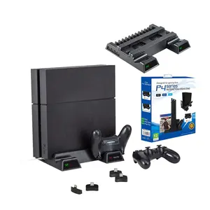 Multifunctional Cooling Stand for PS4 Game Console, 1 Box Cooling Fan Base with Dual Controller Charging Station, Console Accessories for PS4 Slim Pro