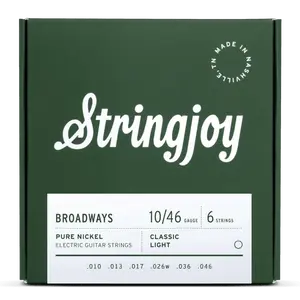 Stringjoy 10-46 Classic Light Gauge Broadways - Pure Nickel Electric Guitar Strings