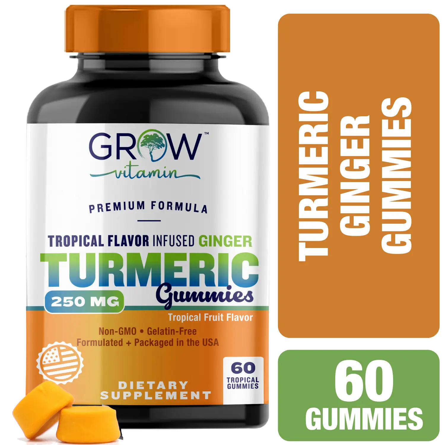 Total Bloat Gummies - Tropical Turmeric Natural Bloating Relief Dietary Supplement Gummies for Digestive Support