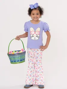 Groovy Bunny Embroidered Bell Bottom Outfit