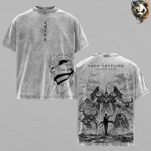 Solo Leveling Sung Jin Woo Shadow Army Anime Graphic Tee Vintage Washed Shirt Unisex Streetwear Solo Leveling Anime Shirt Shadow Monarch Tee Anime Clothing Gift for Anime Lovers Fans