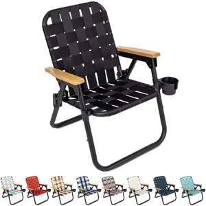 GoSports Outdoors WOVN Premium Beach & Camping Chair - BLACK