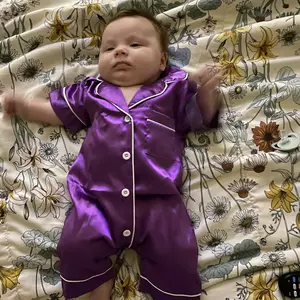 REDWOON Infant Baby Girl Boy Silk Jumpsuit Pajamas Short/Long Sleeve Button-Up Satin Pjs Footie Romper Pajama Nightgown