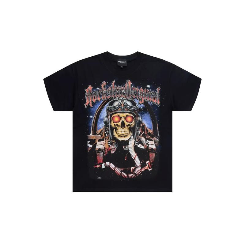 Airhart Black Graphic Rhinestone T-Shirt