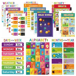 16 Educational Wall Posters for Children, Classroom and Teacher Decor for Kids, Perfect for Ages 1-5, Ideal for Elementary and Colorful-Themed Rooms.