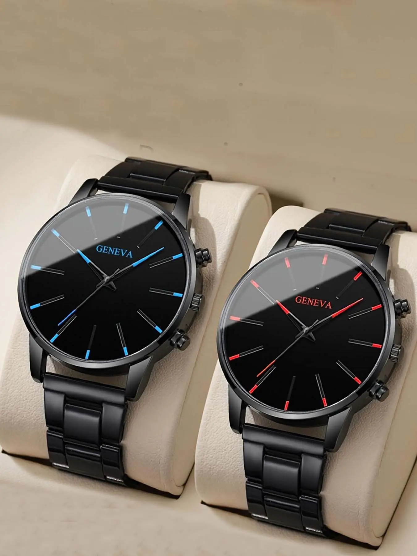 2Pcs Men's Simple Fashion Analog Quartz Watch Set, Classic British Style, Alloy Case, Mineral Glass Dial, All Seasons Wear, Wristwatch Set, Analog Watches
