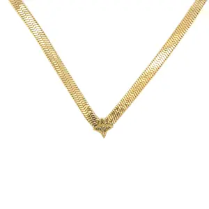 VALENCIA KEY I AM WORTHY Herringbone 18K Gold Plated Necklace