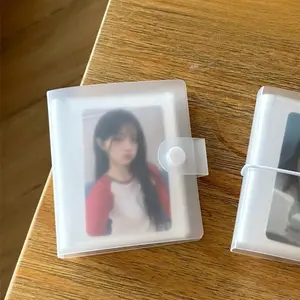 Album for 3-Inch Photo Cards, Clear, Photo Keeper, Photocards Binder, Holds 32 Photos, Ideal for Idol Fans, Safe Clip, Perfect for Travel, Weddings, Birthdays, Christmas, Valentine's Day