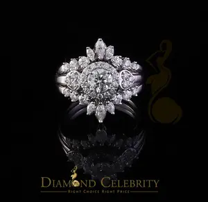 Silver wedding Ring-DiamondCelebritees 925 White Silver Moissanite 2.00ctVVS D Solitaire Enhancer Guard Wrap Rings Size 7