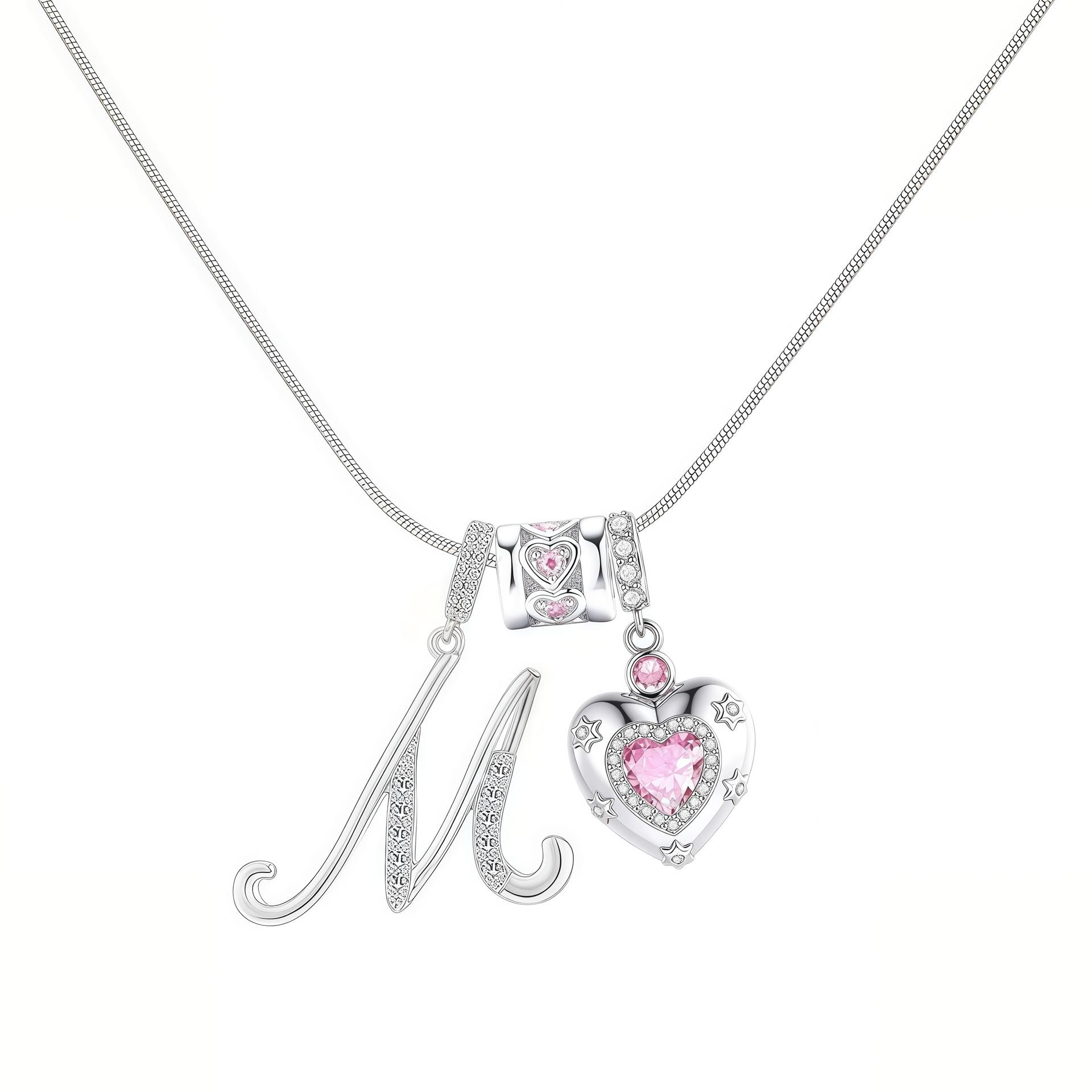 Letter Necklace Initial 925 Sterling Silver AlphabetPendant Crystal Name Gift Women Cubic Zirconia Jewelry