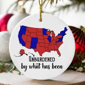 2024 Election Map Ceramic Ornament, "Unburdened by What Has Been" Humorous Trump Celebration Keepsake