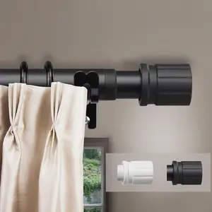 Curtain Rods for Windows - 1 Inch Heavy Duty Stainless Steel Drapery Rod with Adjustable Wall Brackets, Curtain Pole for Bedroom, Living Room, Kitchen, Bathroom, Sliding Door