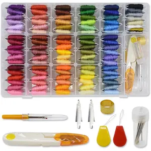 100% Cotton Embroidery Floss Thread Kit 96 Colors with Bobbins for Cross Stitch Bracelet Crafts