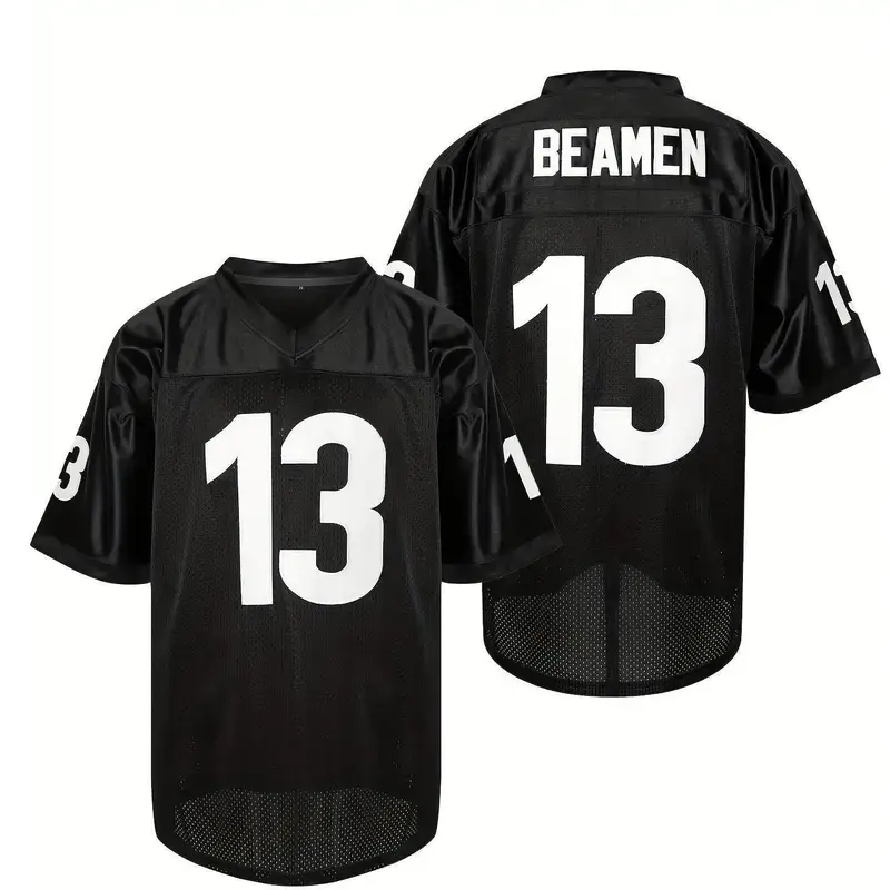 Men's #13 V-Neck Breathable Athletic Top - Knit Fabric Professional Football Jersey for Adult Sports Training, Going Out, Dry Clean