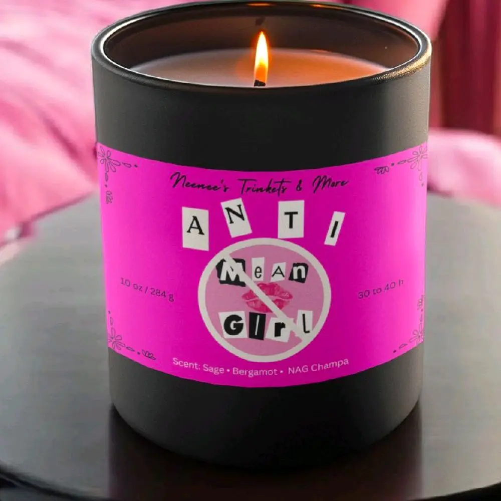 Anti Mean Girl 10 oz Energy Clearing Candle - Scented Sage, Bergamot & Nag Champa - Ideal for Decor & Ornaments making Soy Perfume Aroma Decoration Mean girls Girlfriend Gift Autumn Living