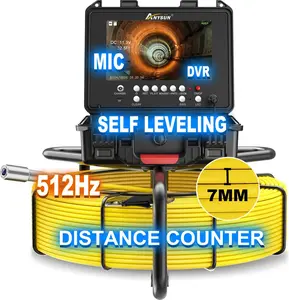 Self Leveling Sewer Camera 512Hz with Distance Counter, 7MM Thicker Cable, 100Ft Pipe Inspection Cameras with 9'' 1080P IPS Screen, Video Drain Cam IP68 Industrial Borescope Snake, 32GB Card