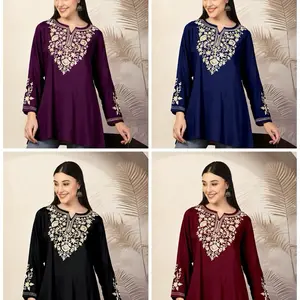Adaa Kurti Trendy Short Length with Intricate Embroidery Work Heavy Rayon Soft Comfortable Fabric for Every Season Available in M L XL XXL