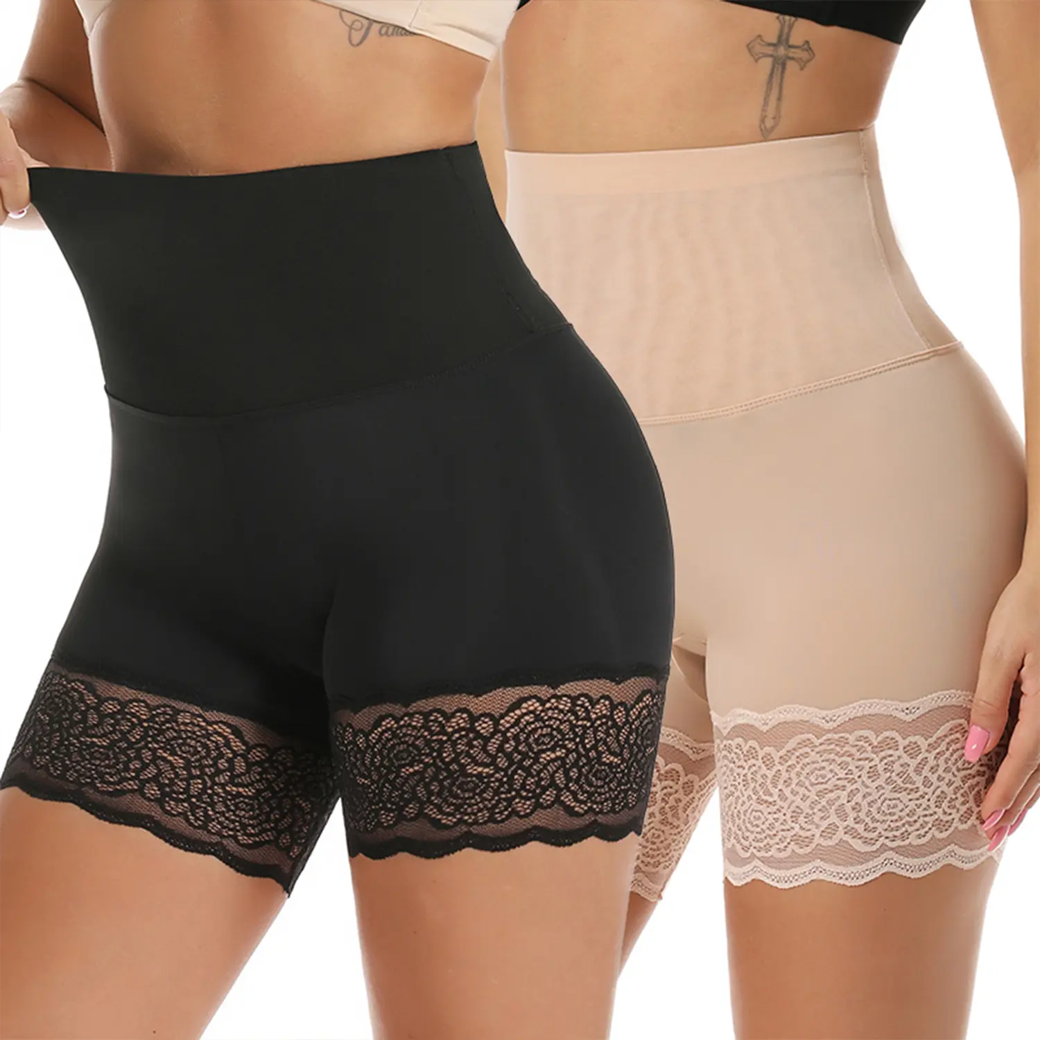 1-2 Counts Women Anti Chafing Underwear Slip Shorts Panties for Under Dress Skirts,Ladies High Elasticity Shorts Women's Slip Shorts for Under Dresses Boyshorts Panties Lace under shorts Plus Size