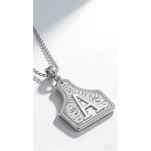 Silver Cow Tag Initial Pendant | 26 Letters Personalized Western Charm | Unisex Silver-Tone Country Outdoor Ornament Gift