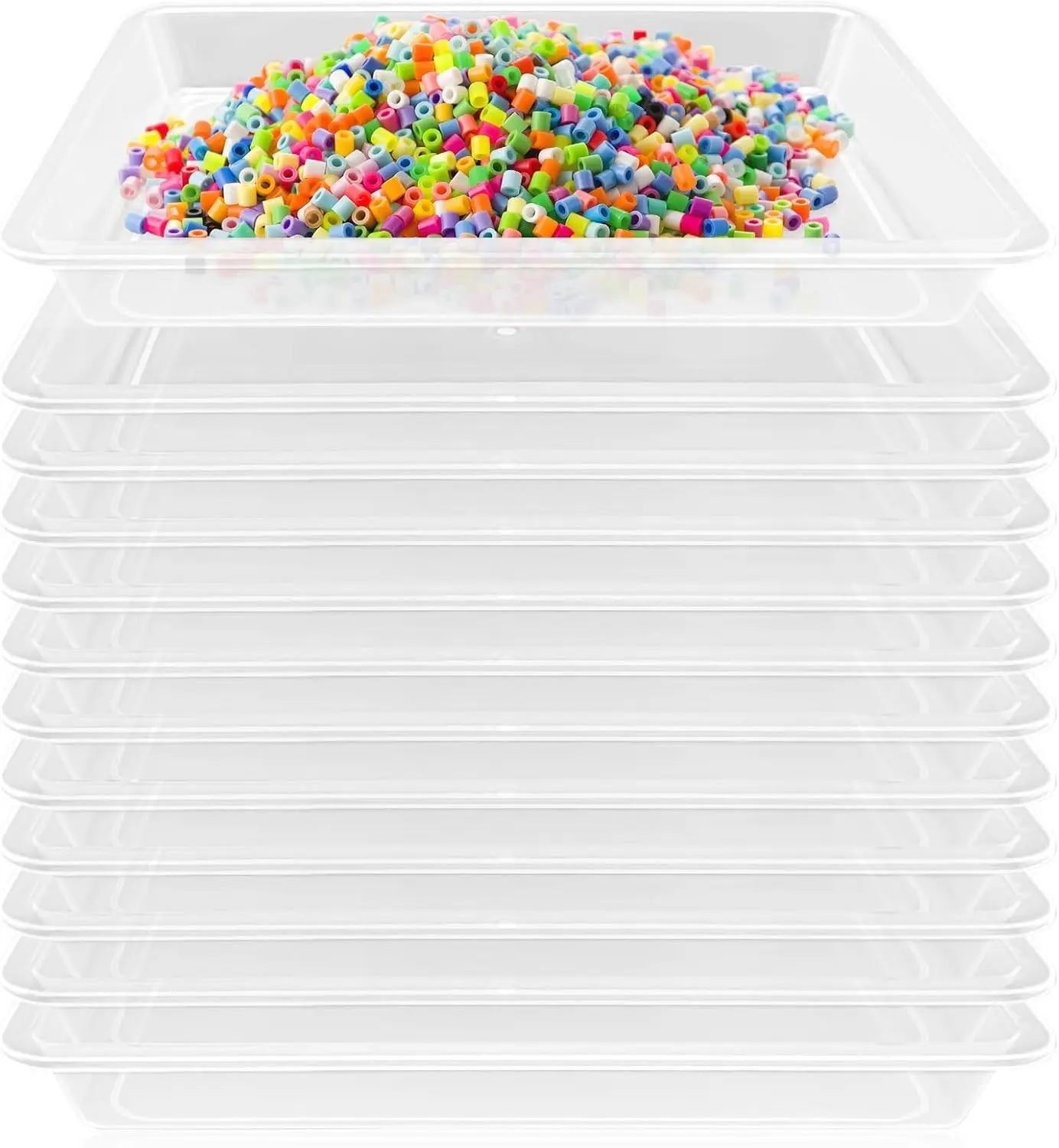12 Pack Clear Stackable Plastic Art Trays, Multi-use Organizer Activity Serving Trays for School, Home, Painting, Beads, DIY Projects