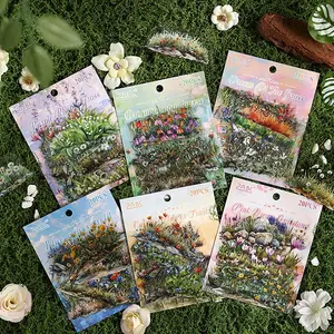 6 packs 120 pcs Green Field Floral Theme Sticker Pack, Exquisite Patterns with No Repeated Images, Suitable for Scrapbooking, Diary Decoration, Phone Case and Cup Stickers, Memo Accessories, and Decorative Stickers for Junk Journals and Crafts