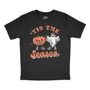 Youth Funny T Shirts Tis The Season Sarcastic Halloween Graphic Novelty Tee For Kids Funny T Shirts Halloween Tops for Kid Novelty Tees for Kids Black -