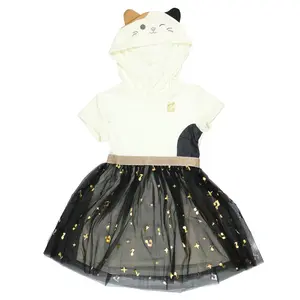 Squishmallows Cam The Cat Girls' Short Sleeve Hooded Tulle Skirt Cosplay Dress