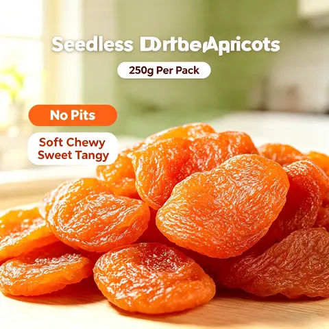 Low-sugar snacks to satisfy your cravings: Sweet and soft pitted dried apricots (no additives), rich in natural nutrients, sweet and sour, and cardiovascular friendly. -V